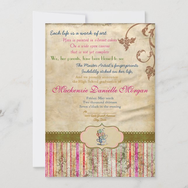 Invitación a graduación de té de época (Anverso)