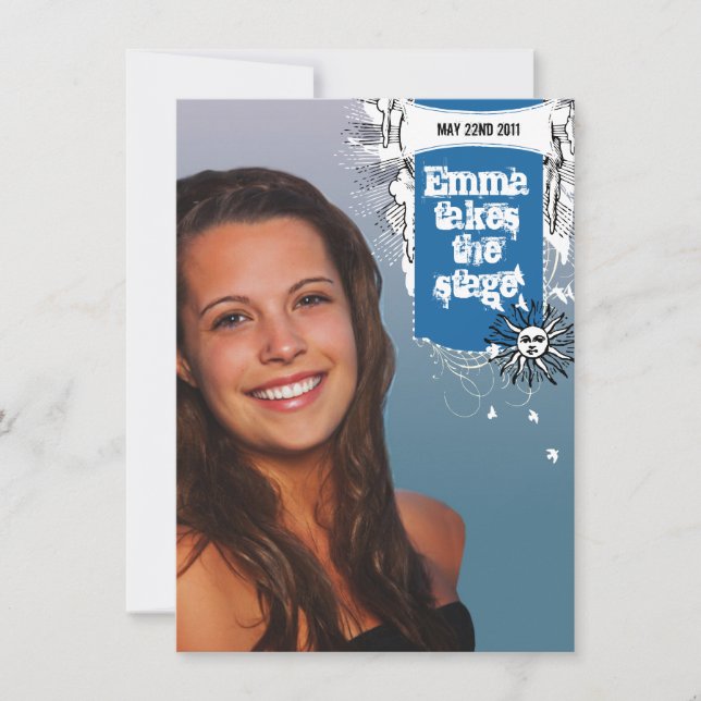 Invitación a graduación de teatro musical (Anverso)