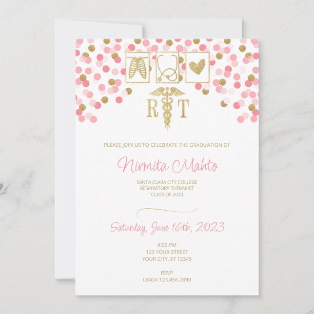 Invitación a graduación de terapeuta respiratorio (Anverso)