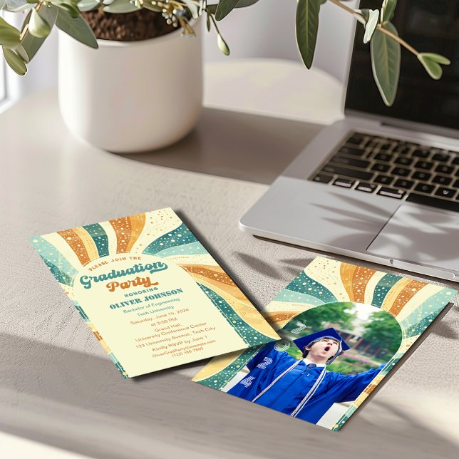 Invitación a graduación de Terracota Retro Groovy (Subido por el creador)