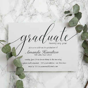 Invitación a graduación de tipografía en blanco ne
