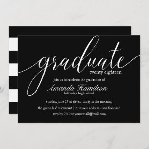 Invitación a graduación de tipografía negra total