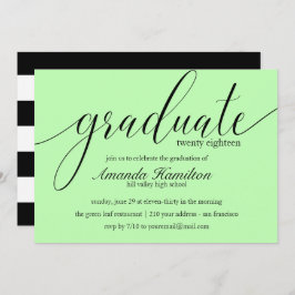 Invitación a graduación de tipografía verde claro