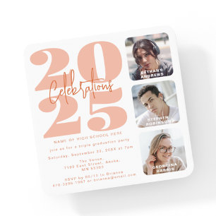 Invitación a graduación de triple foto de foto de