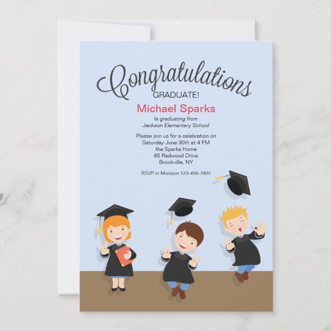 Invitación a graduación de un joven graduado (Anverso)