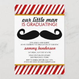Invitación a graduación de un niño con bigote mode