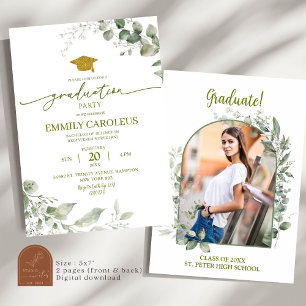 Invitación a graduación de verde con foto