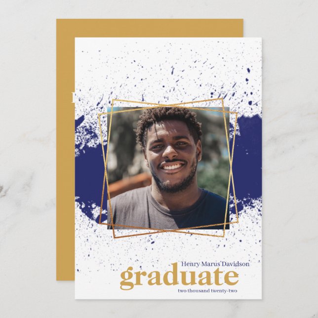 Invitación a graduación de yegua de yate y oro fun (Anverso / Reverso)