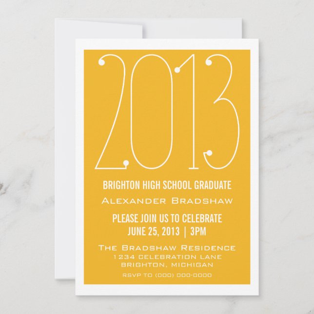 Invitación a graduación de Yellow Trendy 2013 (Anverso)