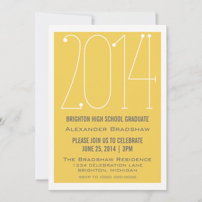 Invitación a graduación de Yellow Trendy 2014 (Anverso)