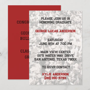 Invitación a graduación del atleta negro rojo