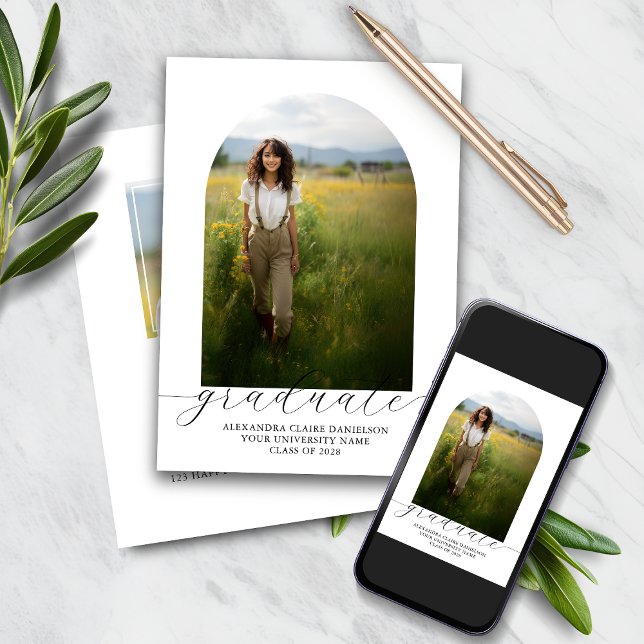 Invitación a graduación del Boho Arch 2 fotos Blan (Subido por el creador)