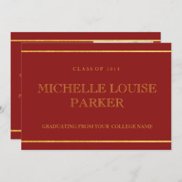 Invitación a graduación del Cardenal Rojo de Oro e