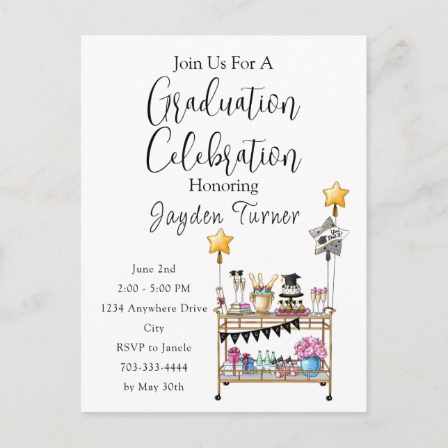 Invitación a graduación del carrito de barras de g (Anverso)