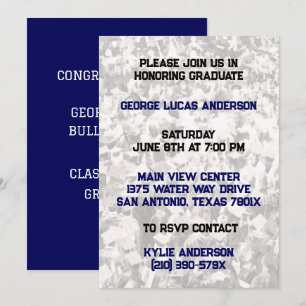 Invitación a graduación del jugador de atleta blan