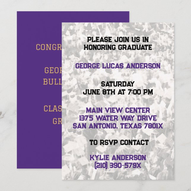 Invitación a graduación del jugador de la deportis (Anverso / Reverso)