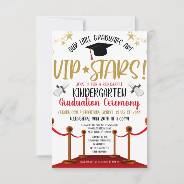 Invitación a graduación del tema de la alfombra ro (Anverso)