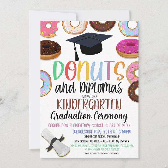 Invitación a graduación del tema Donut (Anverso)