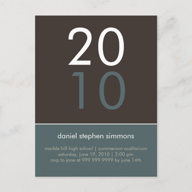 Invitación a graduación "Duo" Cadet Blue & Tan (Anverso)