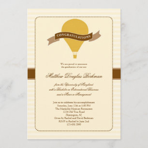 Invitación a graduación elegante en globo aerostát