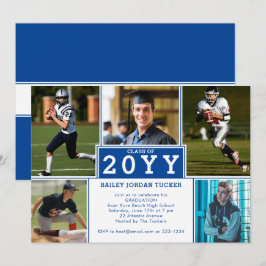 Invitación a graduación en azul profundo de 5 foto