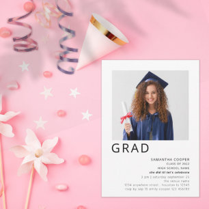 Invitación a graduación en blanco de foto minimali