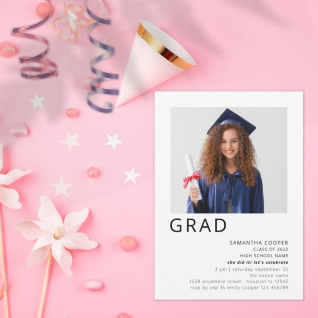 Invitación a graduación en blanco de foto minimali (Subido por el creador)