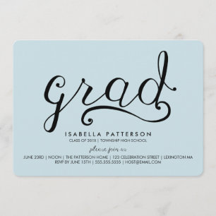 Invitación a graduación en color azul Grad Pastel