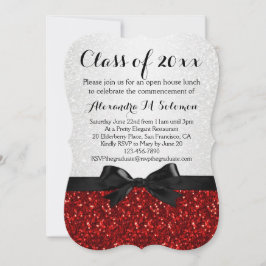 Invitación a graduación en forma de Bow rojo/blanc