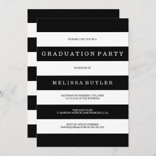 Invitación a graduación en franja blanca y negra