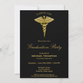 Invitación a graduación en negro de Caducto de Oro