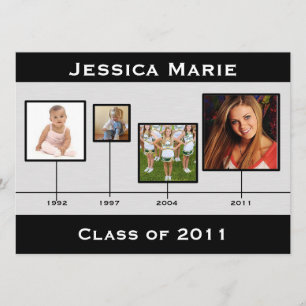 Invitación a graduación en negro y gris de la líne