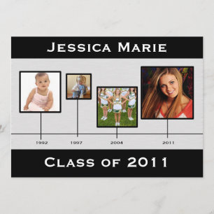 Invitación a graduación en negro y gris de la líne