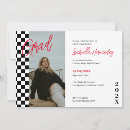 Invitación a graduación en negro y rojo