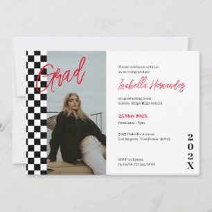 Invitación a graduación en negro y rojo