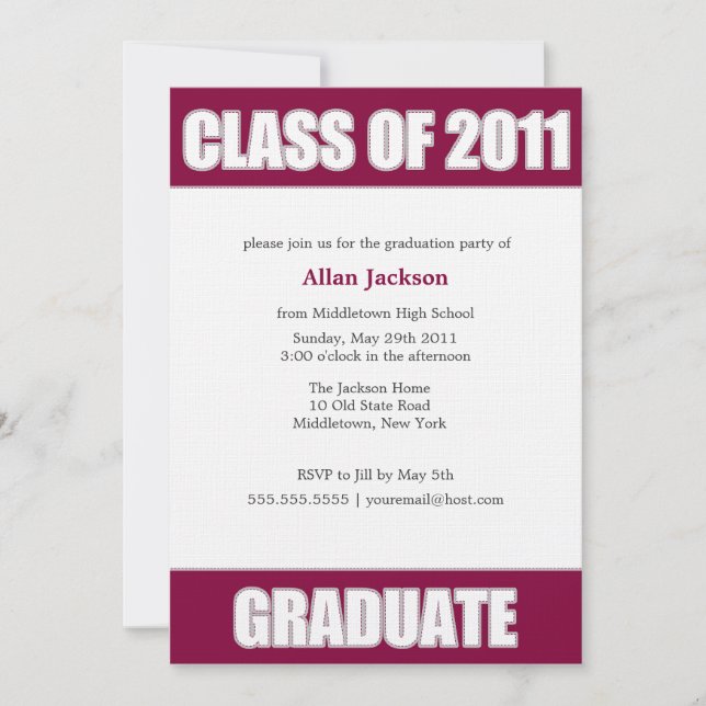 Invitación a graduación estilo Letterman (Anverso)
