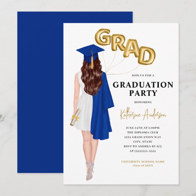 Invitación a graduación femenina (Anverso / Reverso)