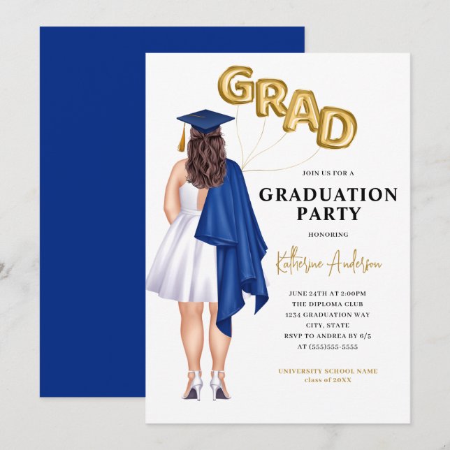 Invitación a graduación femenina (Anverso / Reverso)