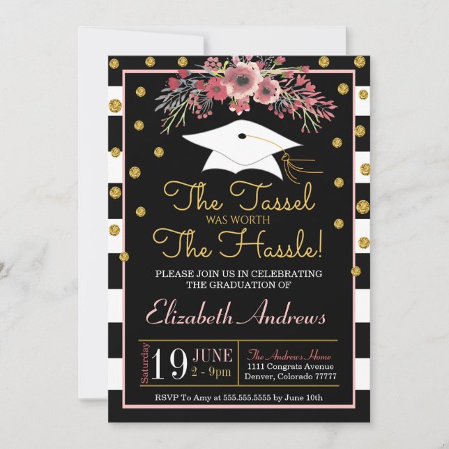Invitación a graduación - Floral (Anverso)