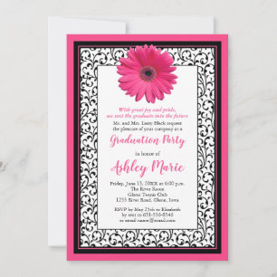 Invitación a graduación floral de Daisy Gerbera ro