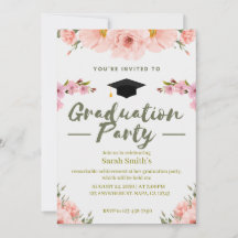 Invitación a graduación floral rosa, púrpura y ver
