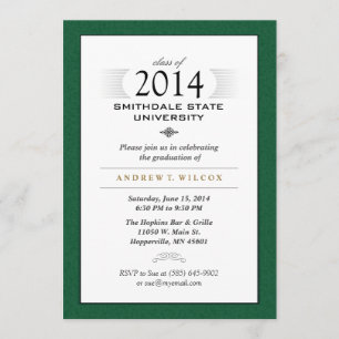 Invitación a graduación formal verde y blanco