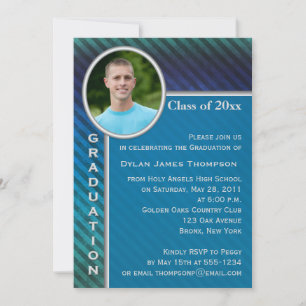Invitación a graduación fotográfica de franja azul
