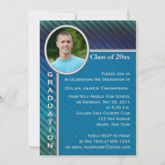 Invitación a graduación fotográfica de franja azul
