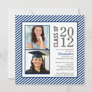 Invitación a graduación fotográfica de franjas azu