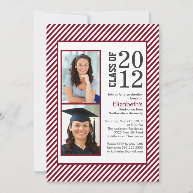 Invitación a graduación fotográfica de franjas de  (Anverso)