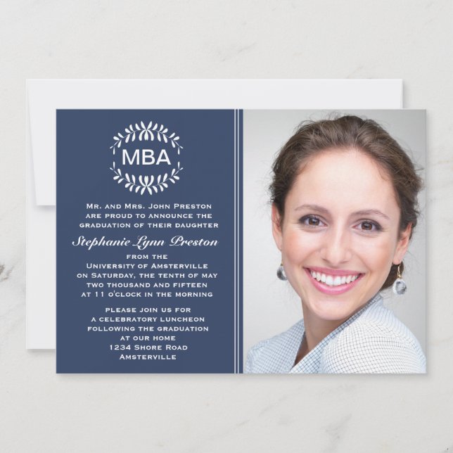 Invitación a graduación fotográfica de Laurel Bran (Anverso)