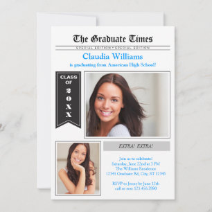Invitación a graduación fotográfica de periódico
