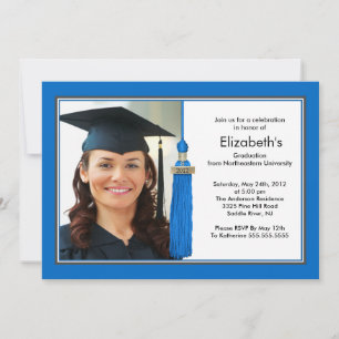 Invitación a graduación fotográfica de tacel azul