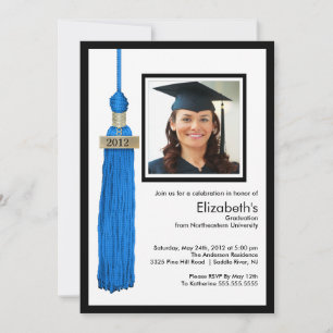 Invitación a graduación fotográfica de tacel azul 